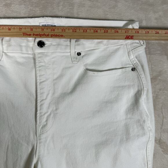 Good American Jeans White Good Curve Raw Hem Stretch Denim Women's Size 16 - Picture 7 of 9
